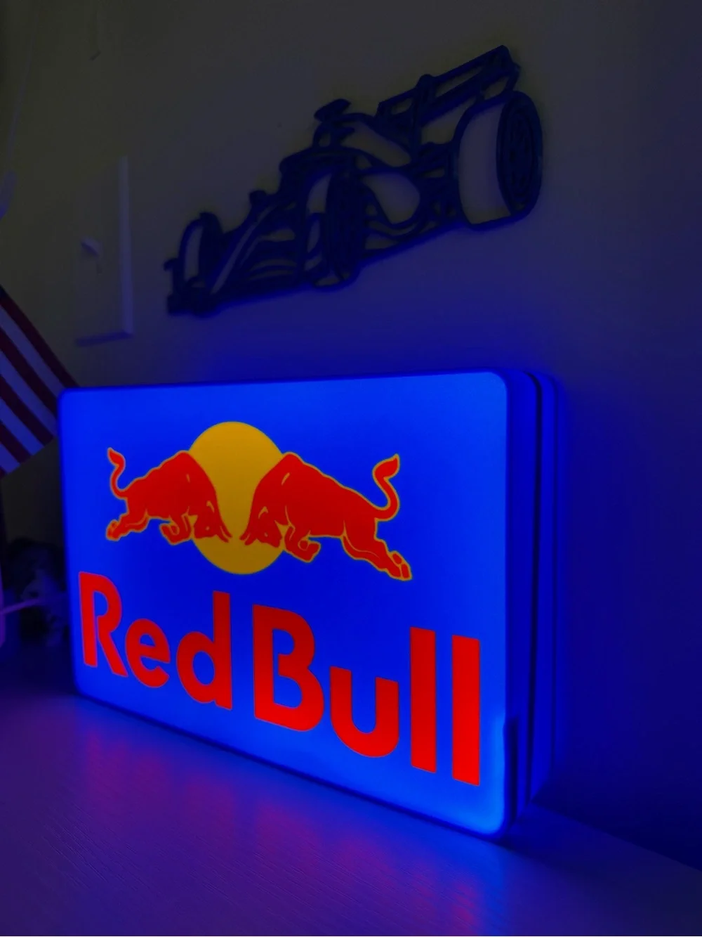 Illuminated Blue and Red Wall Sign - Brand
